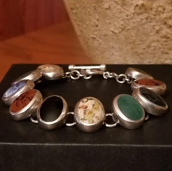 RARE Silpada Sterling Silver & Stone Bracelet